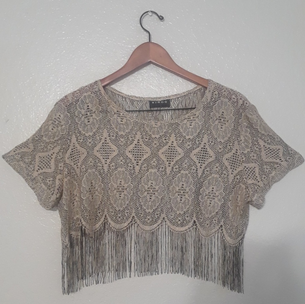 ✨Vintage Fringe Crochet Crop Top✨
